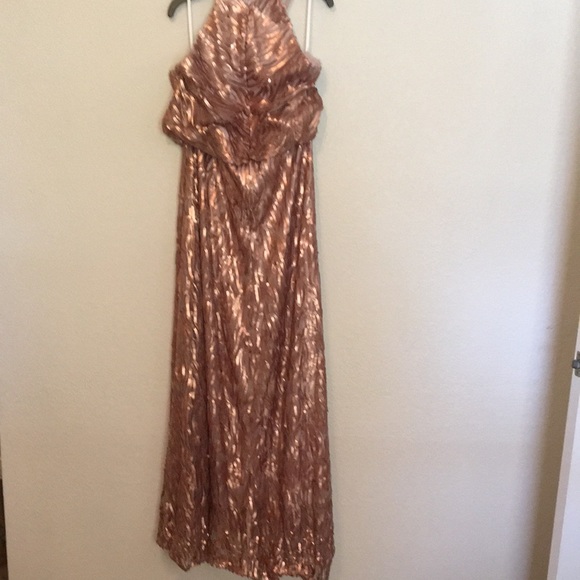 Rose gold sequined formal gown - Picture 2 of 5